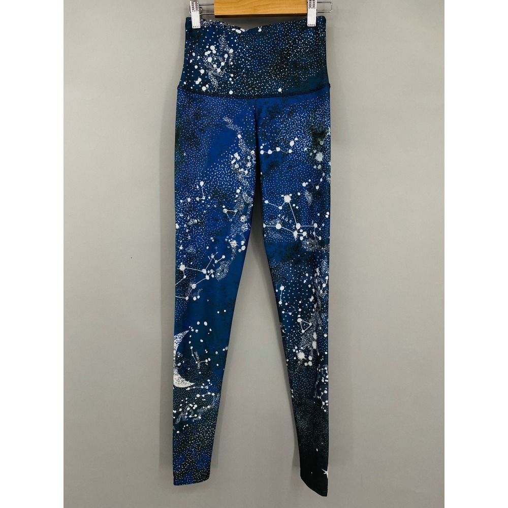 Onzie High Rise Celestial Galaxy Leggings Womens XS Blue Constellation Print